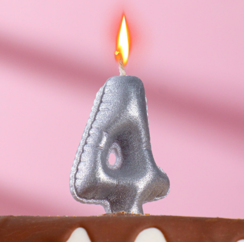 Изображение Свеча в торт "Шары", цифра 4, серебро, 7 см
